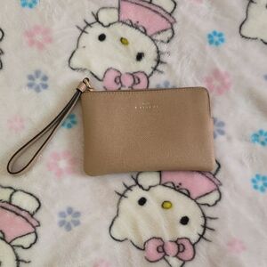 Coach Gold Wristlet with Burgundy Interior